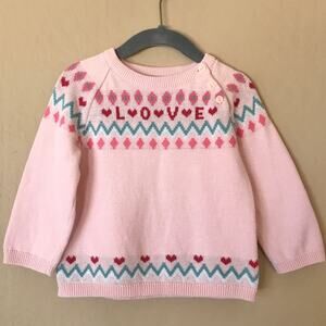 H&M Baby Girl Pink “Love” Sweater, 12-18 M